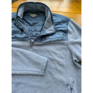 Eddie Bauer Men’s Quarter Zip Pullover XXL Blue Logo Long Sleeve Zip Pockets